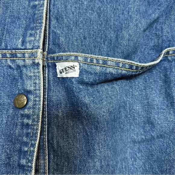 GUESS by Georges Marciano VNTG 80s/90s made in USA sz 2 Retro Cut Denim Jacket - Picture 6 of 6
